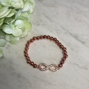 NEW Rose Gold Tone Rhinestone Infinity Bracelet
